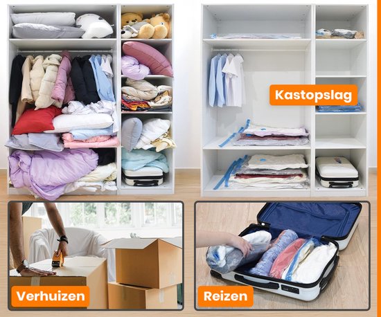 Loti Living Vacuümzakken voor op Reis - 12 Stuks/3 Maten - Kleding - Vacuüm Handrolzakken - Roll Up - Vacuümzakken Oprolbaar