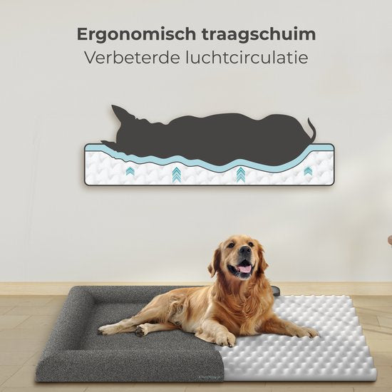 CozySense® Orthopedische Hondenmand - 75 x 45 cm - Maat M - Bouclé Stof - Waterdicht Hondenbed met Wasbare Hoes - Geschikt Als Benchkussen - Grijs