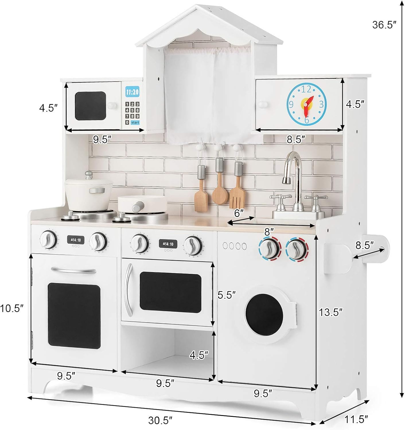 Coast Children's Kitchen inclusief game -accessoires spelen keuken met wasmachine en magnetron 78 x 29 x 93 cm wit