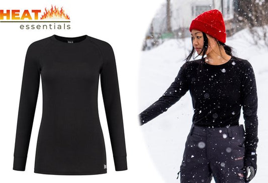 Heat Essentials - Thermo Ondergoed Dames - Thermoshirt Dames - Zwart - L - Thermokleding Dames - Thermo Shirt Dames Lange Mouw