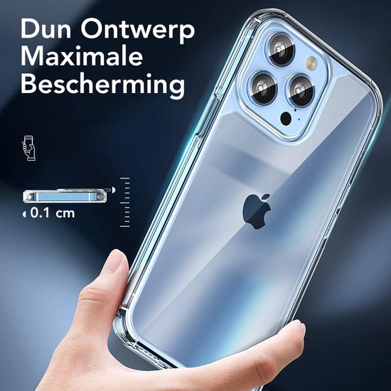 Podec iPhone 13 pro Hoesje Transparant - Bundel met 2x Screenprotector + 2x Cameraprotector - Telefoonhoesje met Beschermglas - Case Doorzichtig