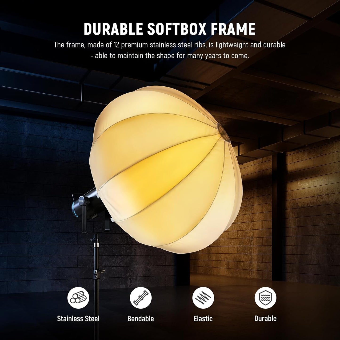Neewer 50cm Lantaarn Softbox Wit - Quick Release 360° Lichtdiffuser met Bowens Mount voor LED Videolampen