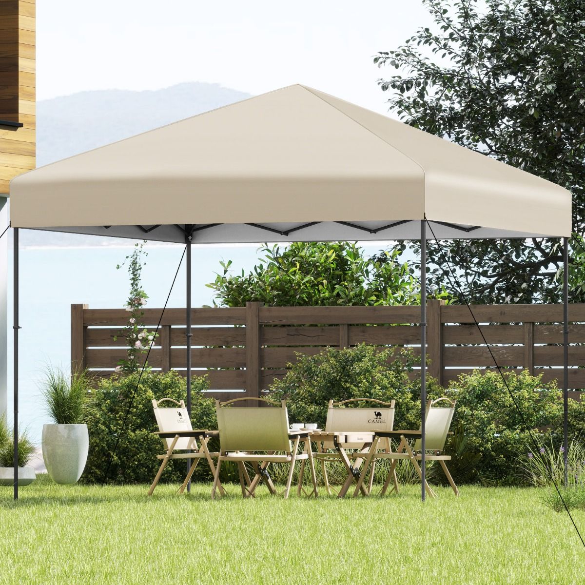 Coast Pop-up Paviljoen - in hoogte verstelbaar - met draagtas - beige - 295 x 295 cm