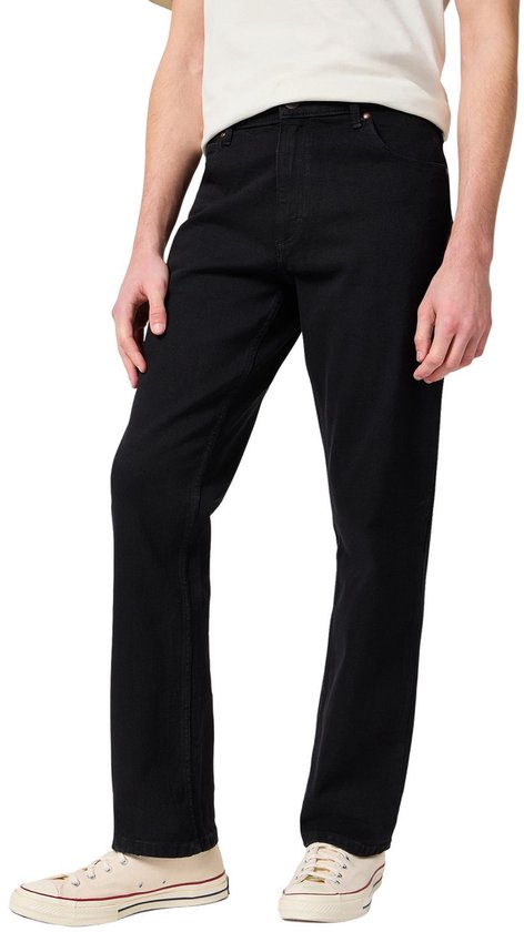 Wrangler STRAIGHT BLACK RINSE mannen JEANS maat 33 X 30