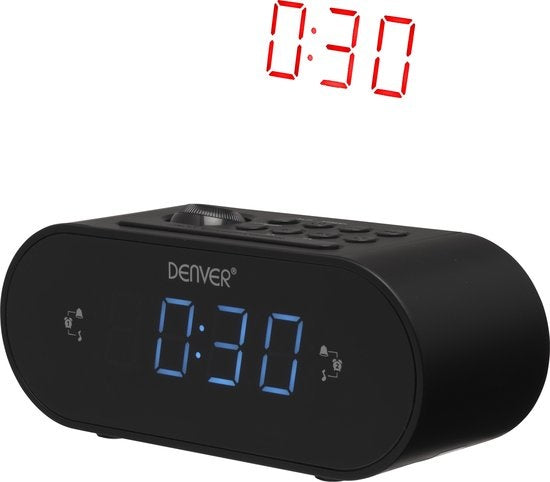 Denver Wekkerradio met Projectie - FM Radio - 180° Projectieklok - Dubbele Wektijd - CRP717 - Zwart