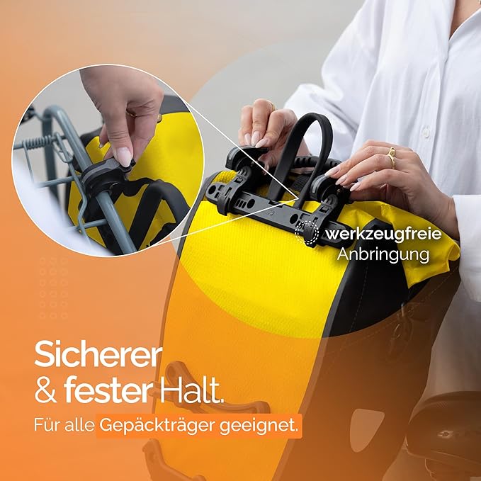 RADGEIST fietstas voor bagagedrager - tas voor fietsbagagedrager - bagagedraagtas waterdichte schoudertas (geel 28L, single)