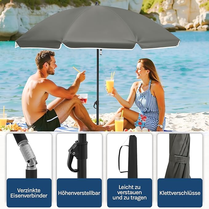 WOLTU GSS0007dgr01 Balkon parasol 135 cm - UPF 50+ UV bescherming - Kantelbaar 35 graden - Donkergrijs