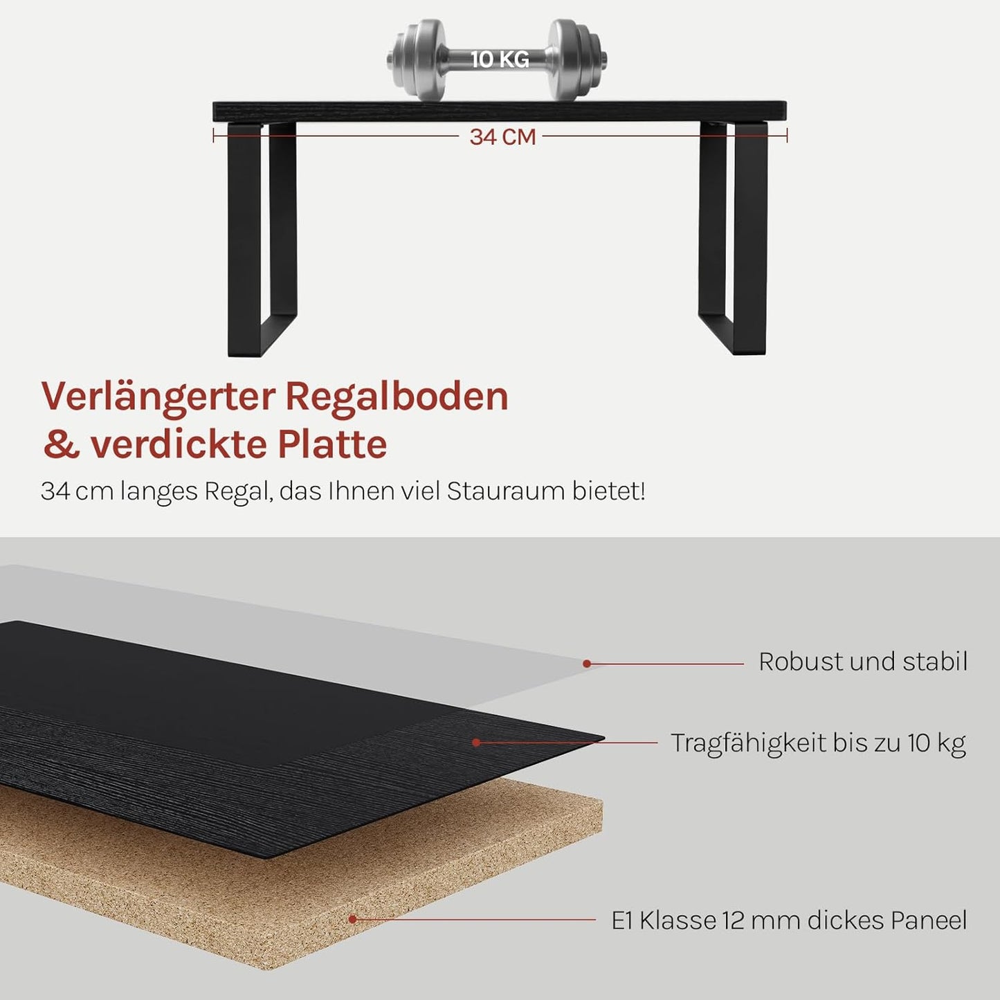 Woltu 2-delig Stapelbaar Kruidenrek - Zwart - MDF & Metaal - 34 x 19,5 x 15,5 cm