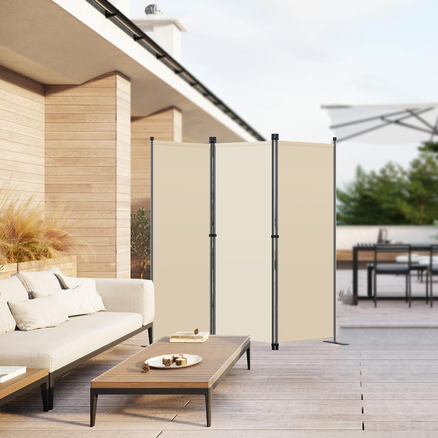 Angel Living Kamerscherm - 3 Panelen - 168 x 165 cm - Beige