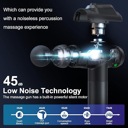 Zerolia Massage Gun - 30 standen - 10 opzetstukken - LCD touchscreen - Draadloos - Zwart