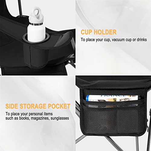 Woltu Vouwstoel Set van 2 - Lichtgewicht Campingstoel met Uittrekbare Voetensteun en Afneembare Hoofdsteun - Zwart - 115x84x88,5 cm