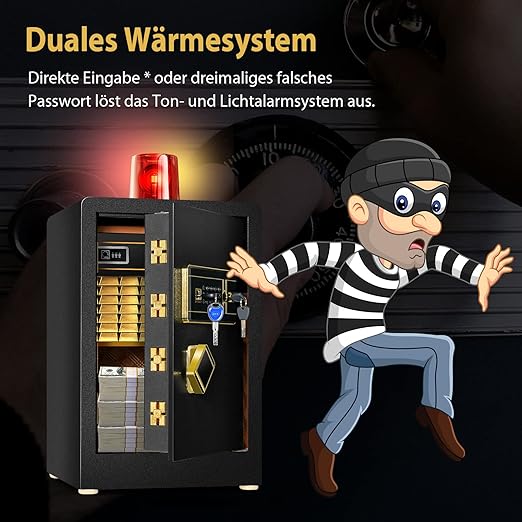 Coast Safe Tresor 42,5 L Kast veilig Stahl-Heimsafe met digitaal toetsenbord en sleutelvergrendeling