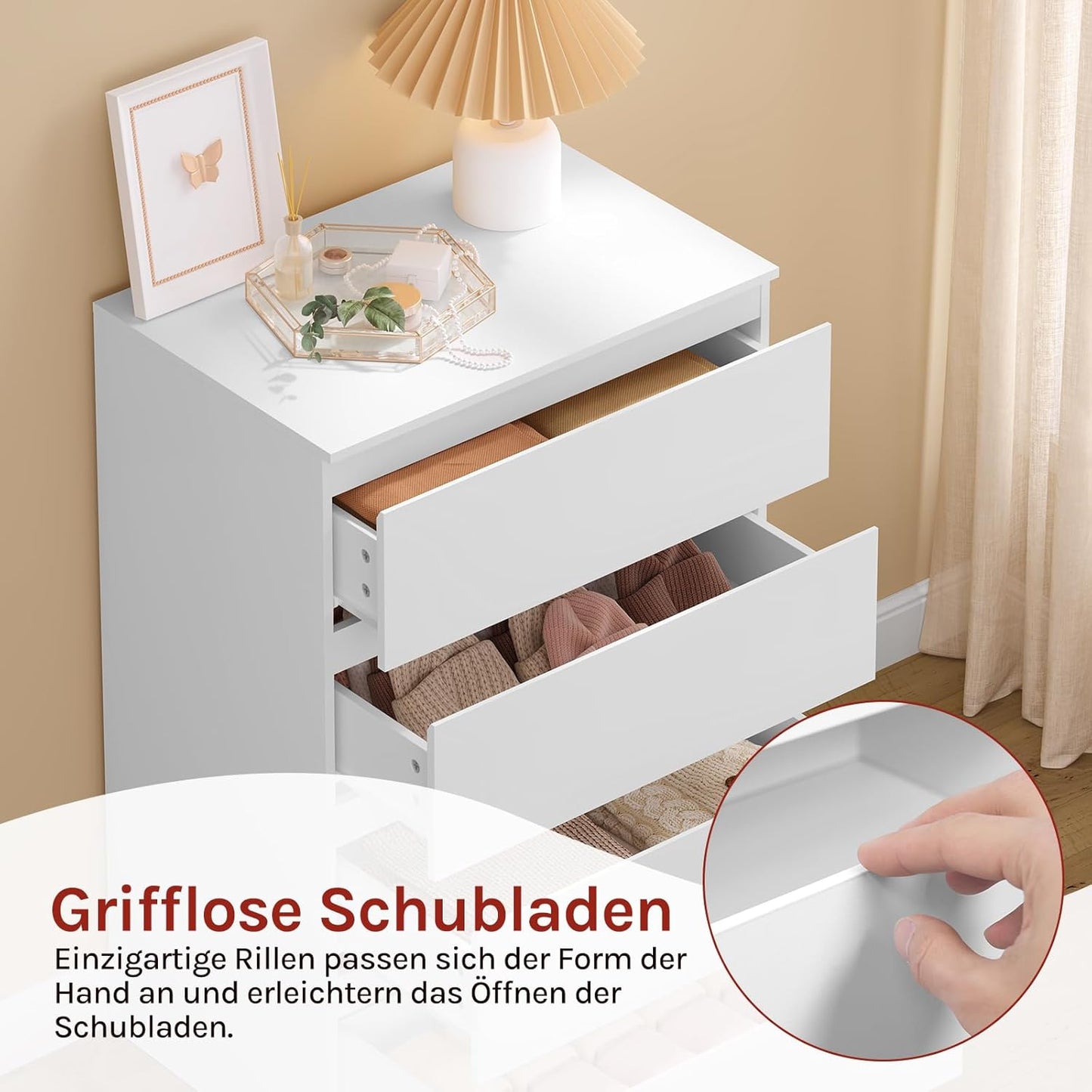 Woltu Ladekast Wit – 4 Lades – 60 x 40 x 90 cm – Moderne Opbergkast voor Slaapkamer en Woonkamer