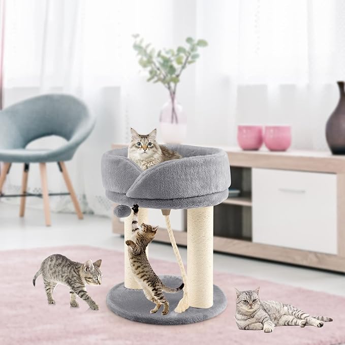 Coast Cat Tree Cat krabpaal met zachte stoel sistale toren voor katten grijs