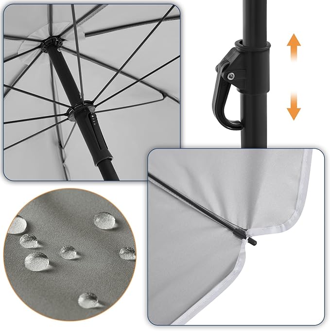WOLTU GSS0007dgr01 Balkon parasol 135 cm - UPF 50+ UV bescherming - Kantelbaar 35 graden - Donkergrijs