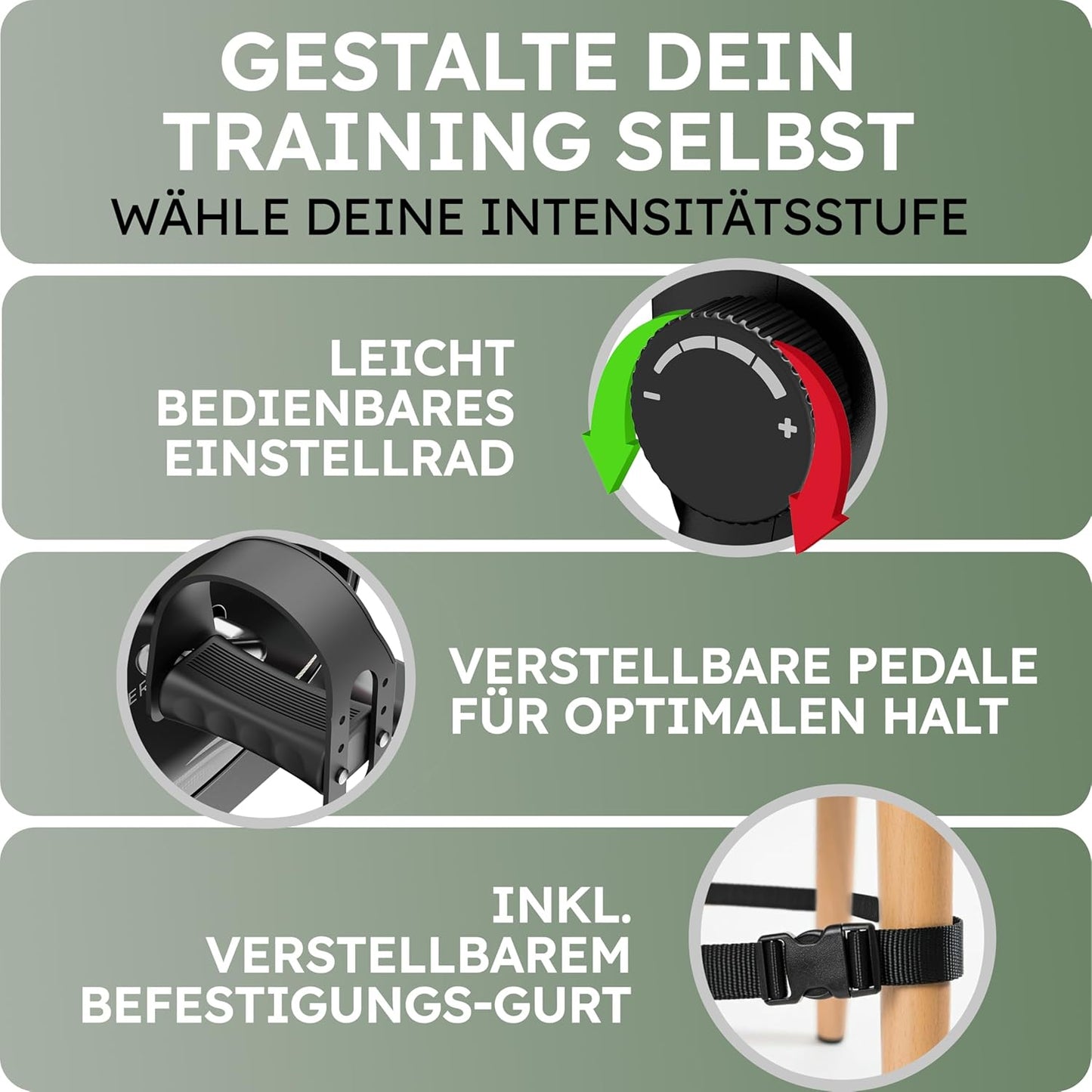Heldenwerk Stoelfiets voor Armen en Benen – Compacte Mini Hometrainer voor Thuis – Met Weerstand en Trainingsdisplay – Inclusief Antislipmat en Bevestigingsriem – Zwart – 40 x 35 x 30 cm