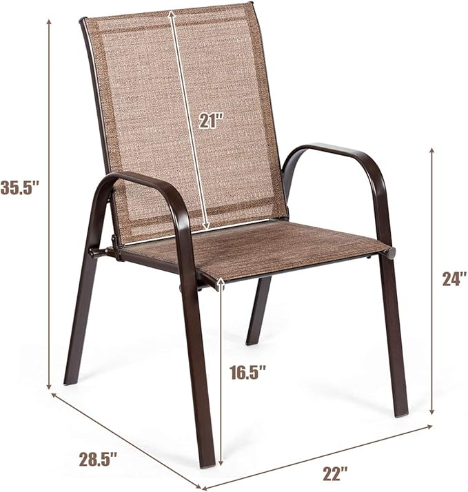 2 Stuks Patio Stoelen, Buiten Camping Stoelen met Ademende Stof, Set van 2 Tuinstoelen met Armleuning Hoge Rugleuning voor Tuin Patio Zwembad Strand Tuin Ruimtebesparend