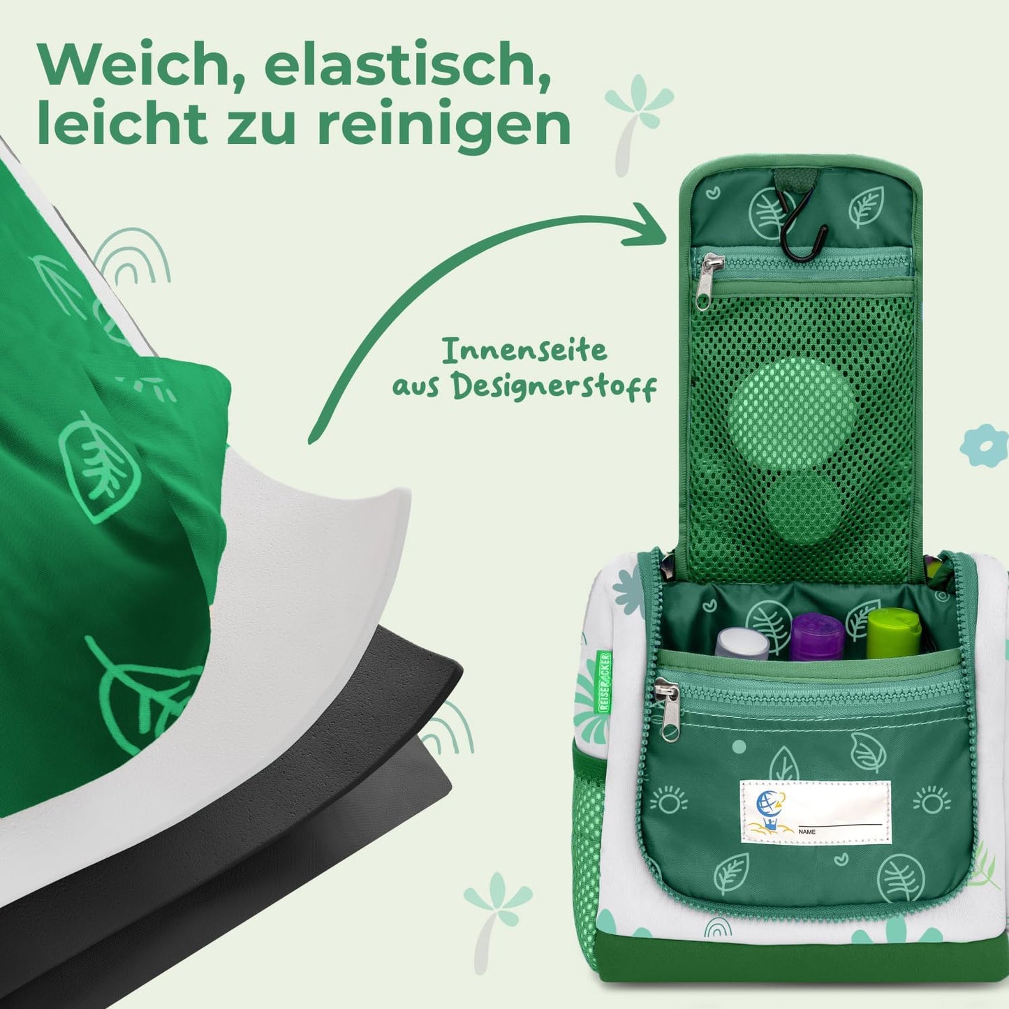 REISERACKER Toilettas voor Kinderen - 21 x 9 x 18 cm - groen
