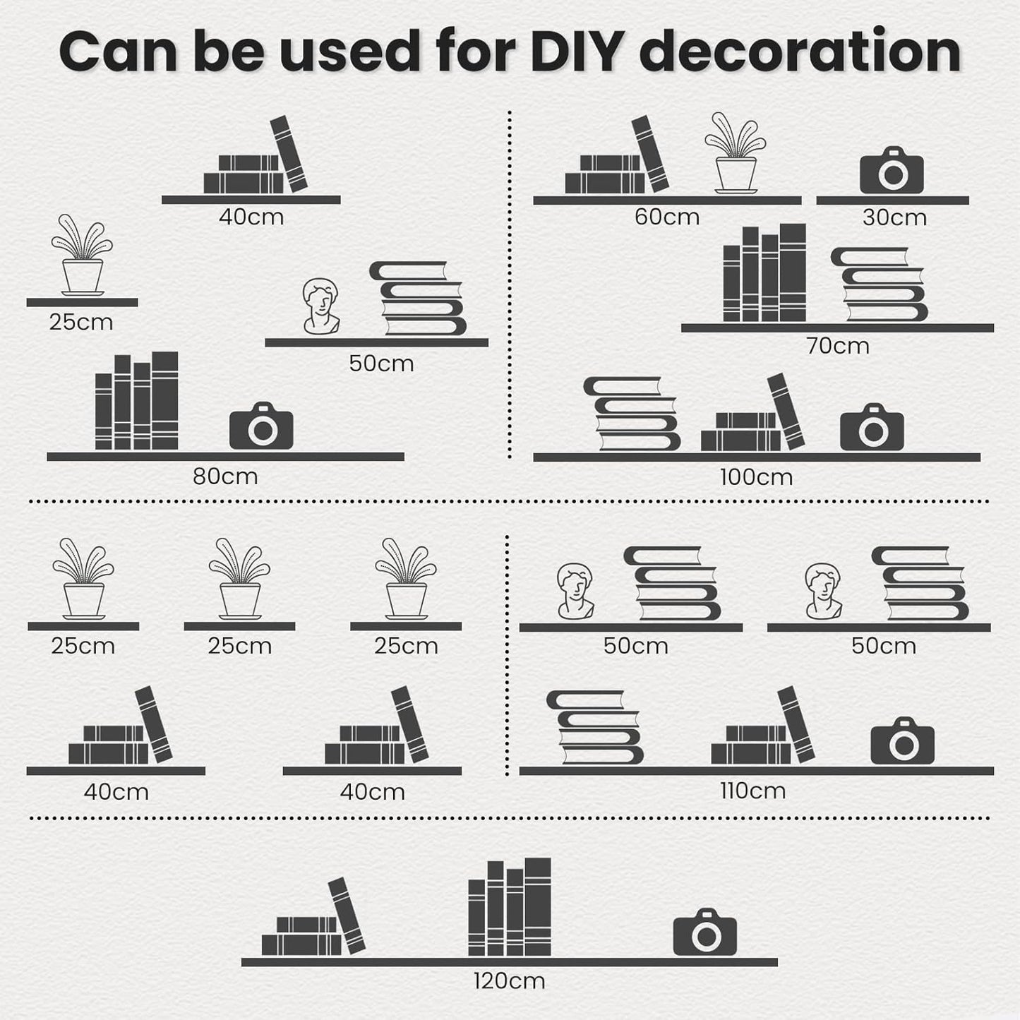 eSituro Wandplank Wit Hoogglans - Zwevend Wandrek - 3,8 cm Dik - Tot 15 kg