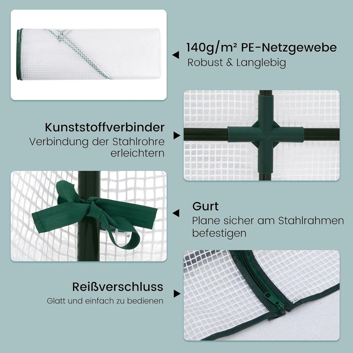 Woltu Broeikas voor Tuin - Halfrond - 200 x 100 x 210 cm - Wit