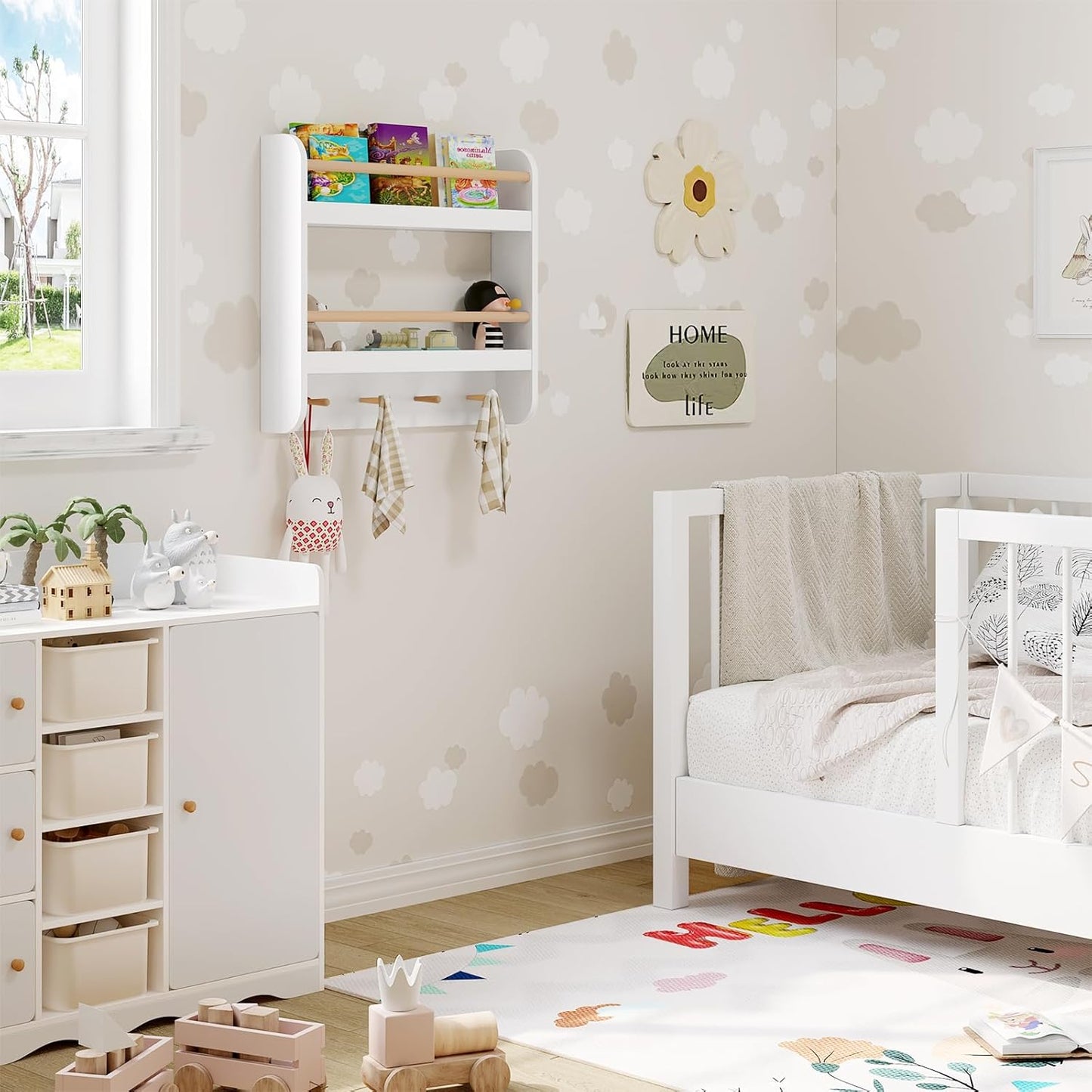 Woltu Kinderboekenplank - MDF - 60 x 55 x 12 cm - Wit