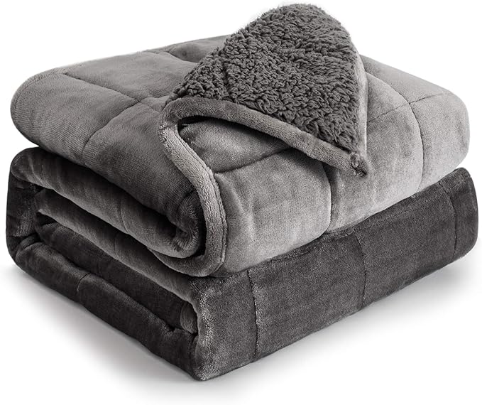 Cottonblue Verzwaringsdeken Grijs – 6,8 kg – Sherpa Fleece Deken 122 x 183 cm