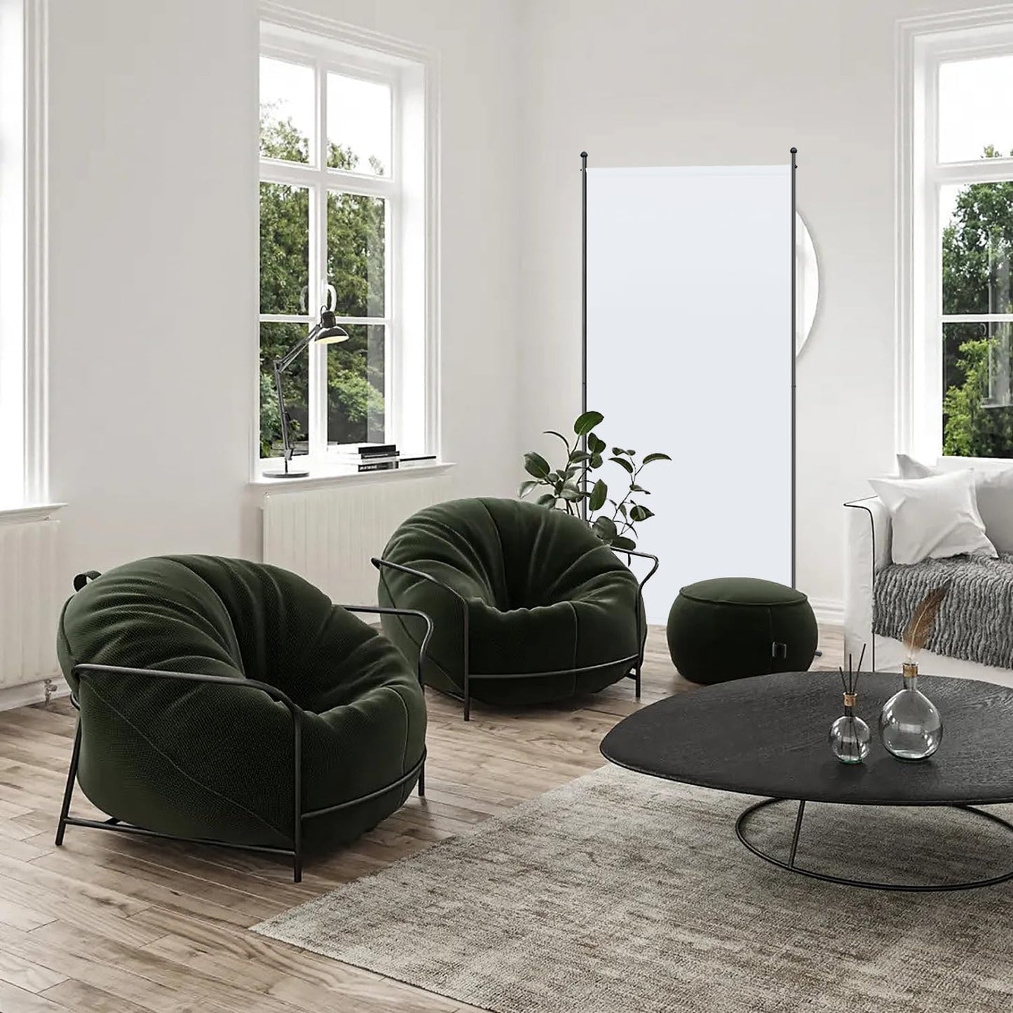 Angel Living Paravent - 1-delig - 80x180 cm - Opvouwbaar - Staal & 160 g/m² Polyester - Ruimteverdeler & Inkijkbescherming - Wit
