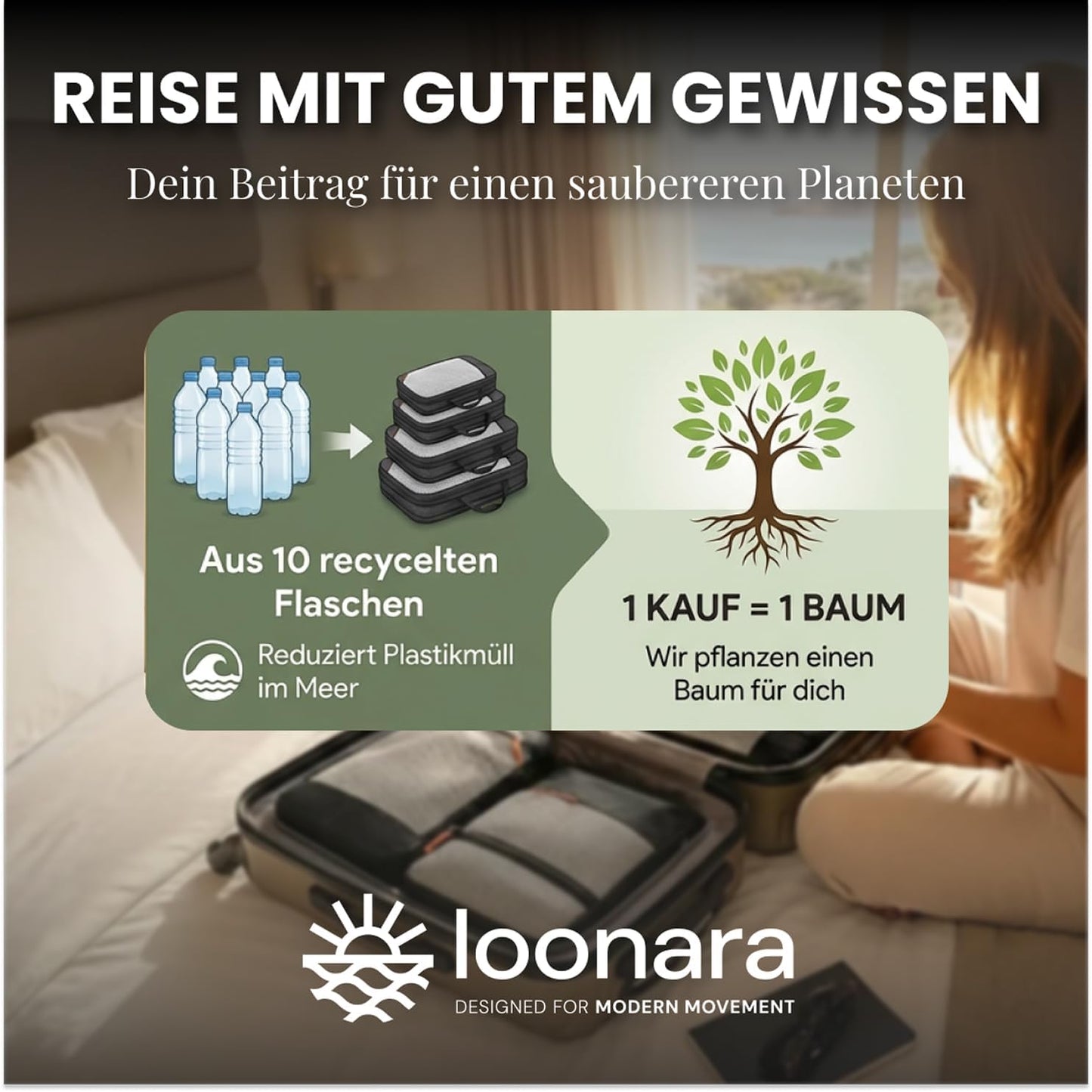 loonara Compressie Packing Cubes - 4-Delig - Grijs