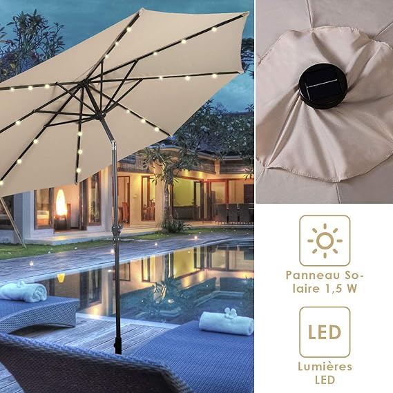 Coast Parasol met LED verlichting - Ø270 cm - Beige