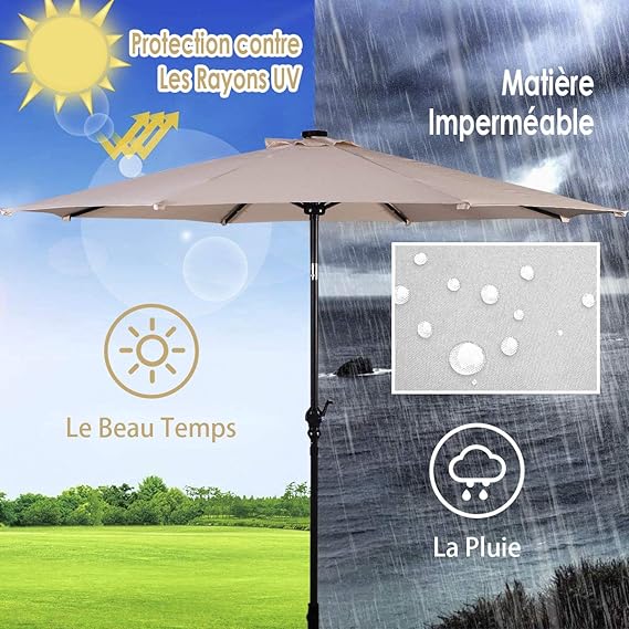 Coast Parasol met LED verlichting - Ø270 cm - Beige