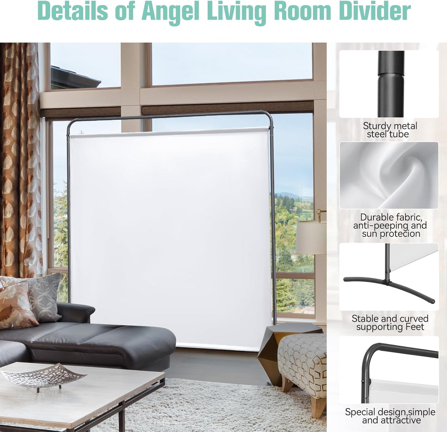 Angel Living Kamerscherm - 1 Paneel - 162 x 174 cm - Wit