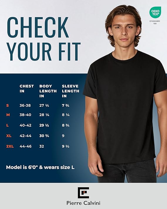 Pierre Calvini – Heren T-Shirt Multipack 3/5 stuks – 100% Katoen – Regular Fit – Korte Mouwen – Crew Neck – Premium Gewicht – Navy / Burgundy / Olive – Maat L