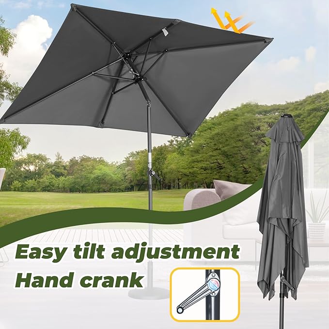 Angel Living Tuniparasol - 210 x 140 cm, met Zwengel - Kantelbaar - UV 50+ - Rechthoekig
