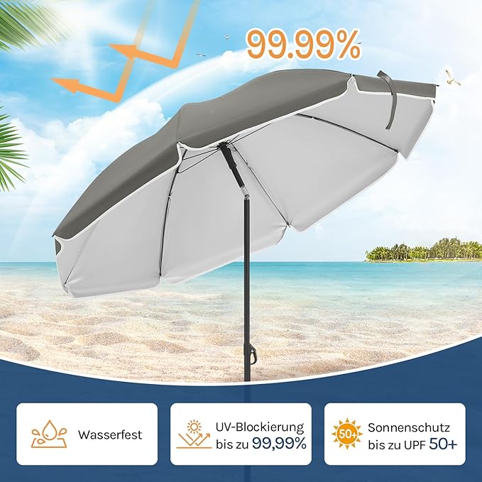 WOLTU GSS0007dgr01 Balkon parasol 135 cm - UPF 50+ UV bescherming - Kantelbaar 35 graden - Donkergrijs