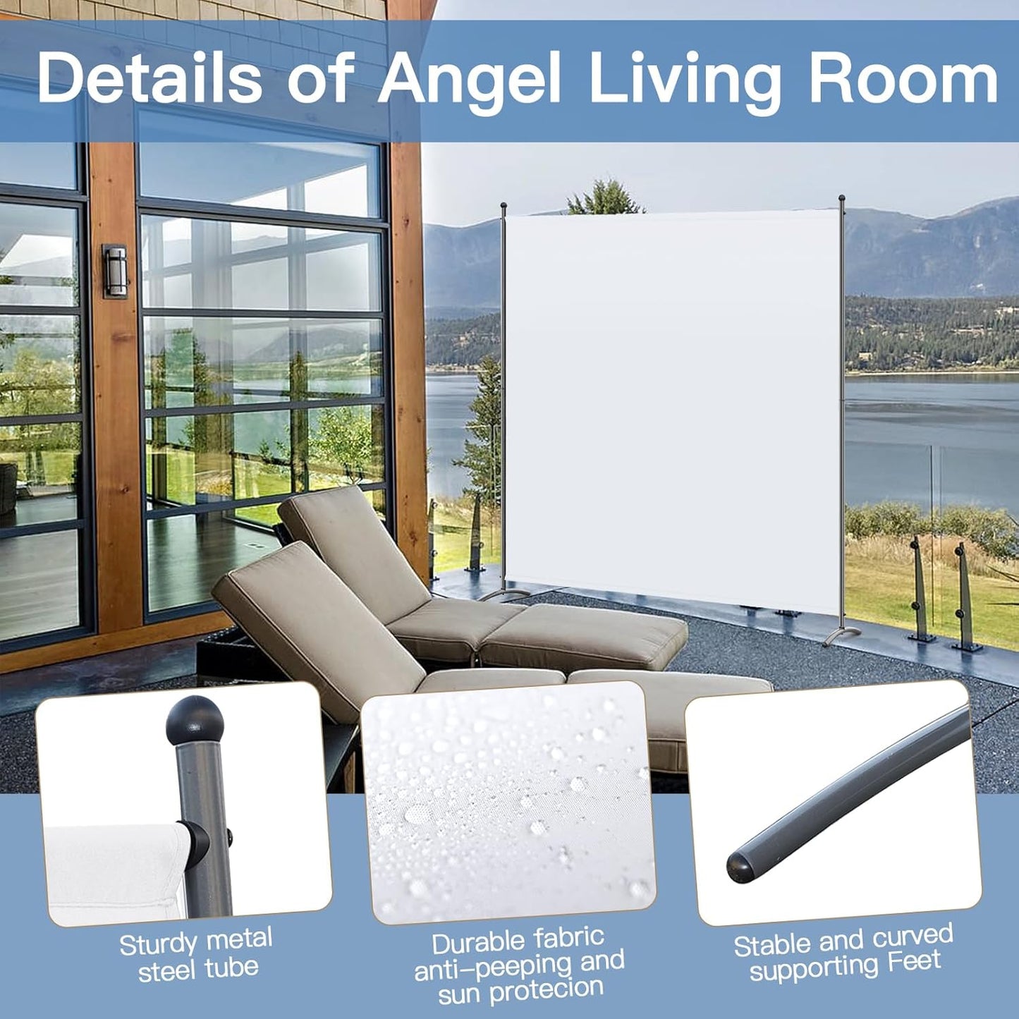 Angel Living Kamerscherm 180 x 163 cm - Wit