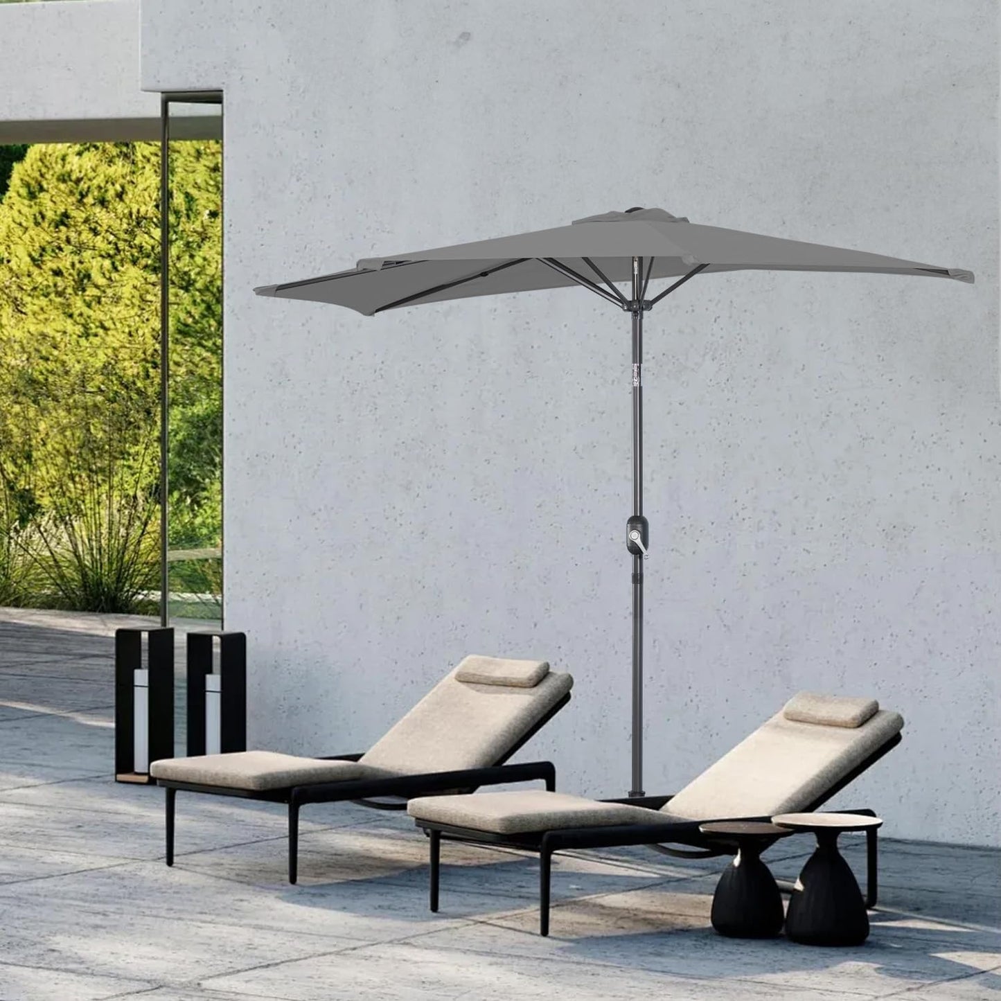 Angel Living Balkonparasol - Halfrond - 245 x 120 cm - Grijs