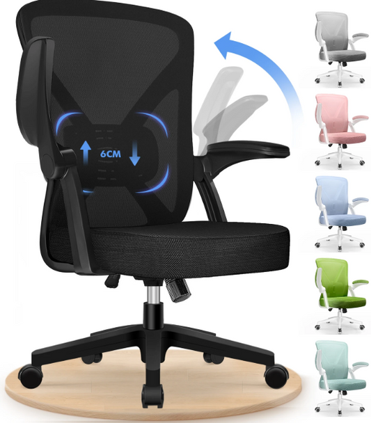 GTIMEX Ergonomische Bureaustoel Zwart - Verstelbare Lendensteun - Kantelfunctie tot 125°
