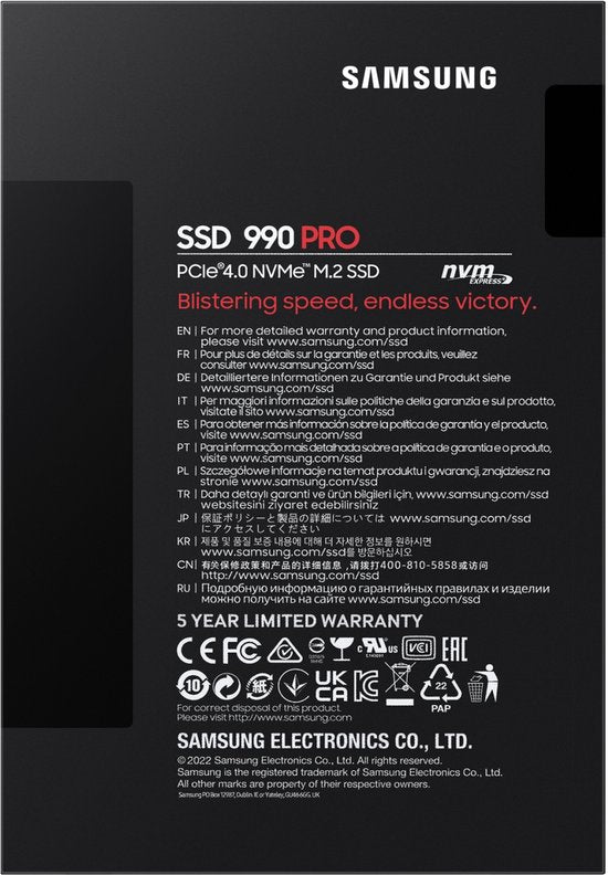 Samsung 990 PRO - Interne SSD - PCIe 4.0 - NVMe M.2 - 2 TB