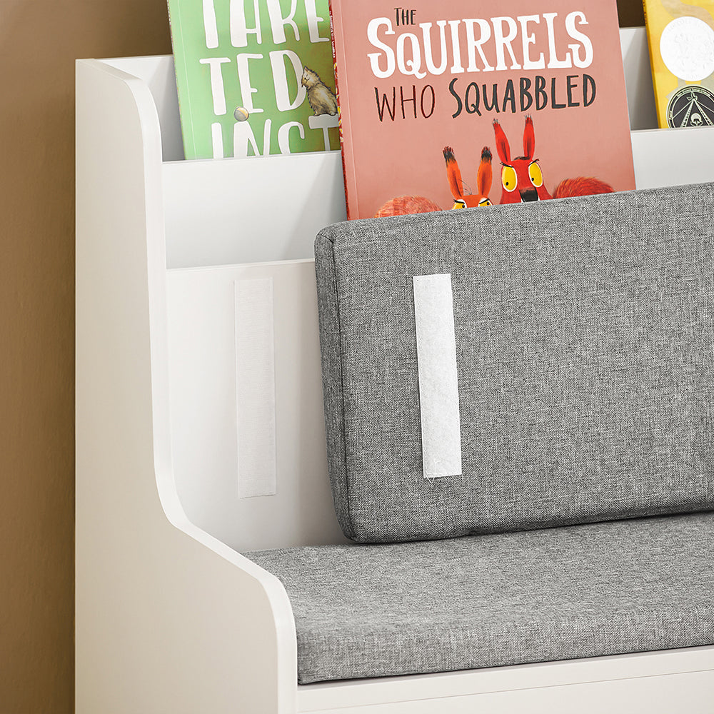 SoBuy Kinderopbergbank met boekenkast - 2 Lades - Max. 120 kg - 100 x  45 x 70 cm - Wit / Grijs