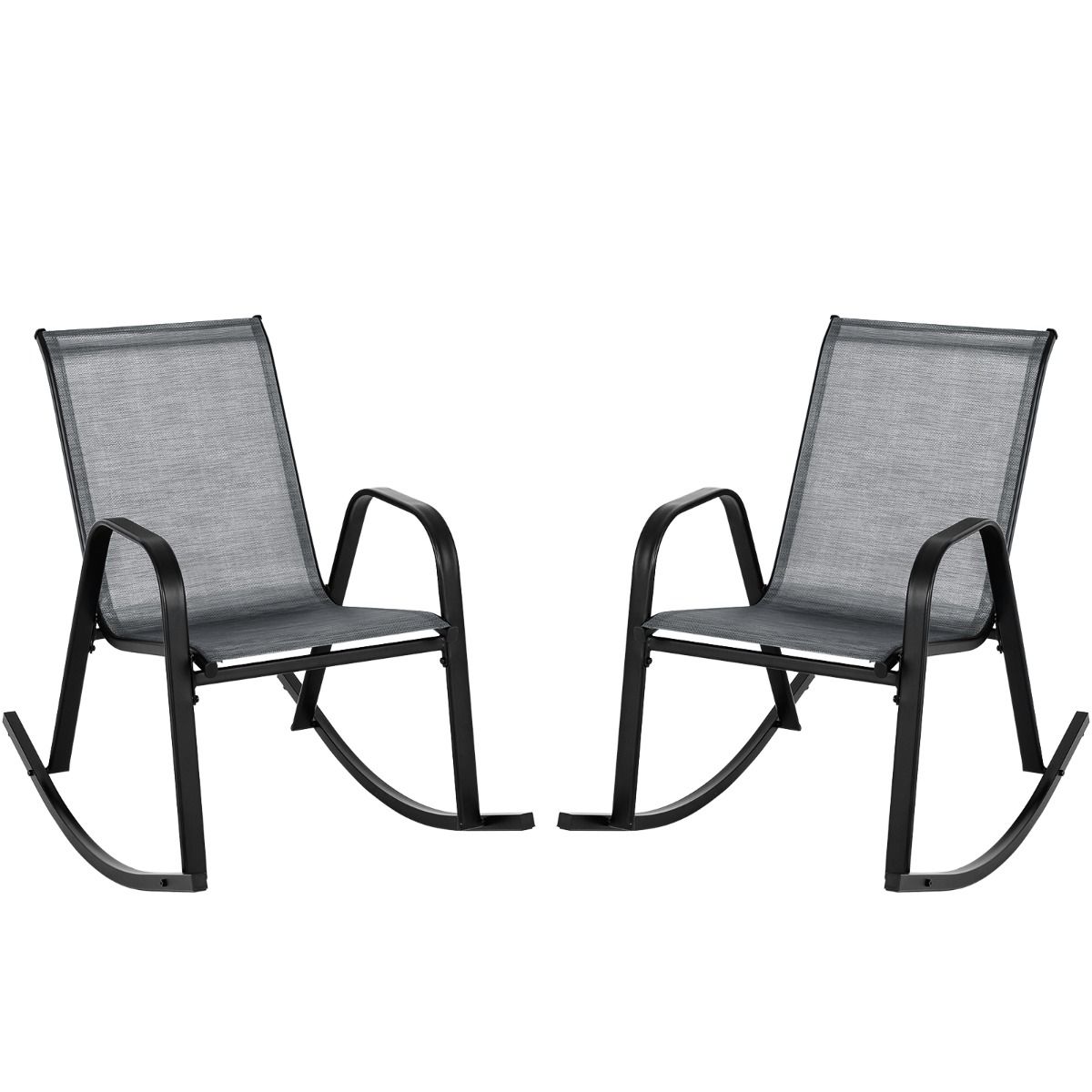 Coast Schommelstoelenset - set van 2 - ademende stof - zwart/bruin/grijs