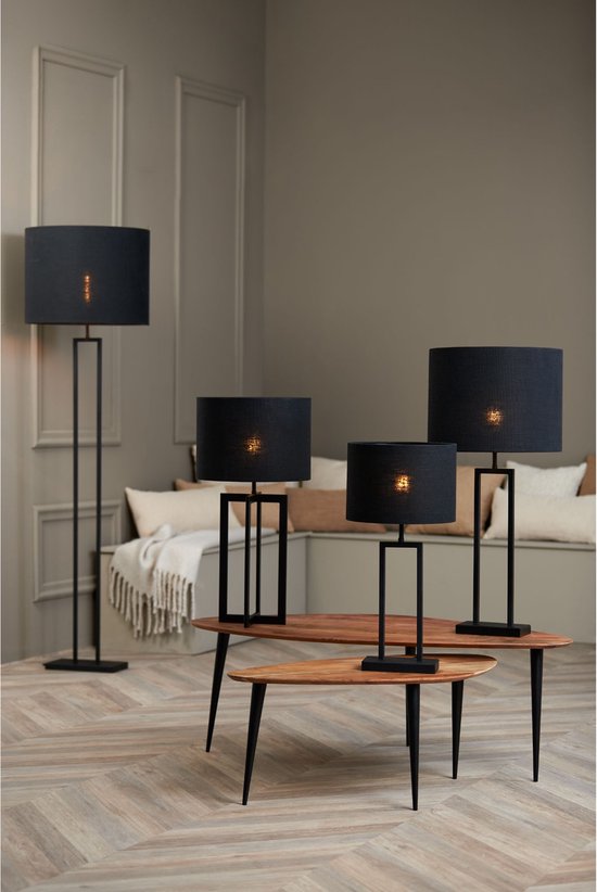 Light & Living Cilinder lampenkap Livigno - Zwart - Ø50x38cm - Modern