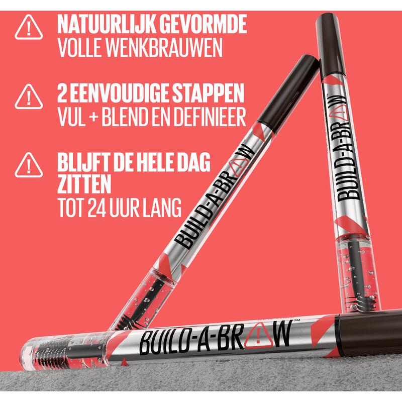 Maybelline Build-a-Brow 2-in-1 Wenkbrauwpen & Fixeergel - 259 Ash Brown - Waterproof - Tot 24 Uur