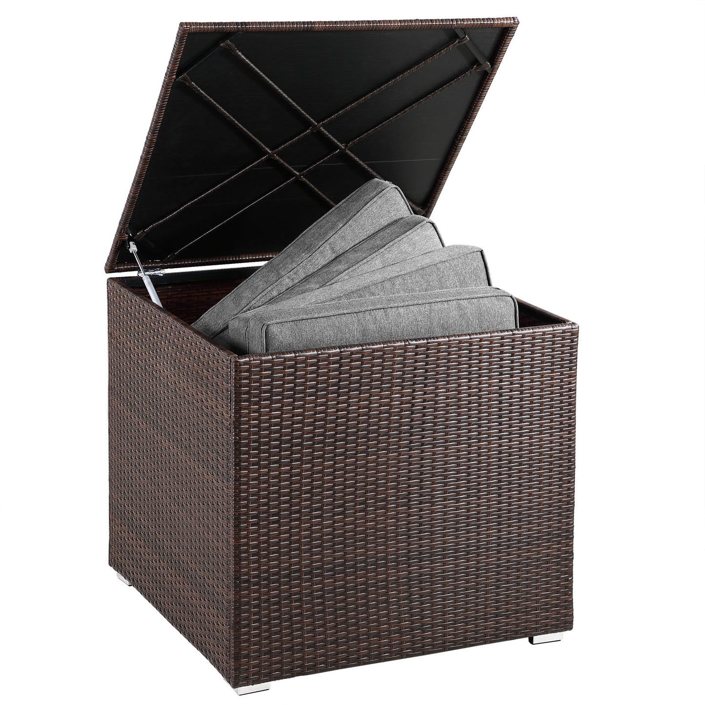 Casaria Poly Rattan Opbergdoos - bruin - 75x75x70 cm - met waterafstotende zak