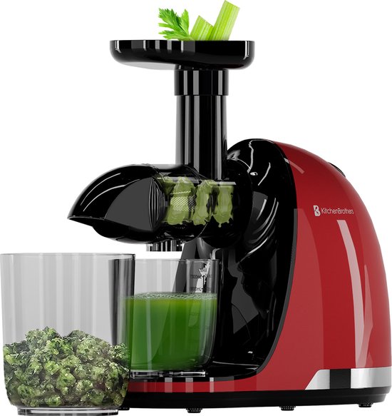 KitchenBrothers Slowjuicer - Sapcentrifuge - Groenten en Fruitpers - 700ml - Met Pulpreservoir - Juicer - Moederdag Cadeau - Rood