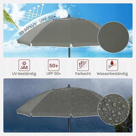eSituro Tuinparasol Rond - Grijs - 175 cm UV-bescherming