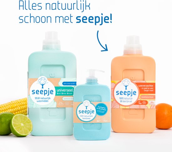 Seepje Wasverzachter Sandelhout & Perzik - 180 wasbeurten - 6 x 750 ml - Voordeelverpakking