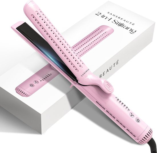 Sansbeauté® 2 in 1 Airflow Stijltang - Krultang - Stijltangen - Hair Straightener - Snel Opgewarmd - 140℃ t/m 220℃ - Stijlen & Krullen - ION technologie