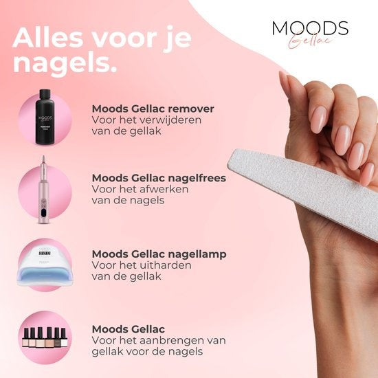 Moods Gellac Starterspakket - Primer - Base Coat - Top Coat - Gellak - LED Lamp Nagellak - 7.3 ML