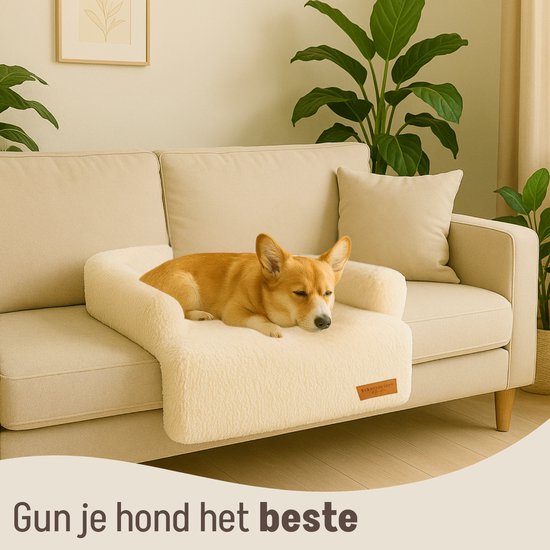 By Cee Cee – Hondendeken Voor Bank – 85 x 90 x 16 cm – Voorzien Van Volledig Afritsbare Hoes En Extra Stevige Zijranden – Voor Meubelbescherming – Beige Polyester