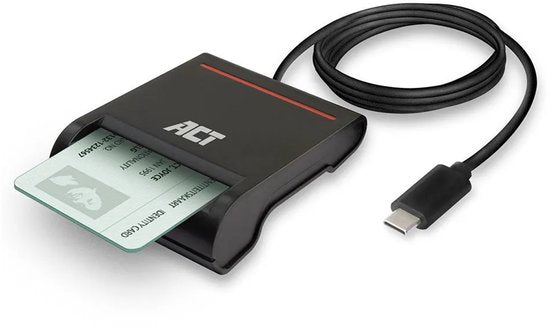 ACT Externe USB-C Smartcard eID Kaartlezer, geschikt voor Belgische ID-kaarten AC6020